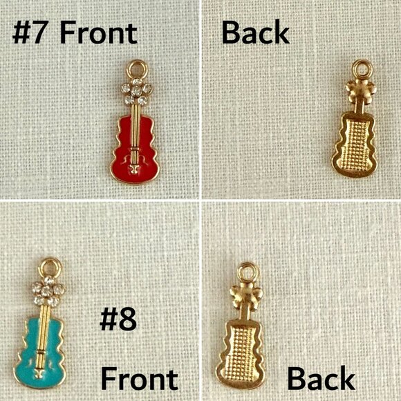 Music Themed Charms Set Of 7 Assorted Colors Treble Clef Piano Violin Mic Crafts - Picture 4 of 9